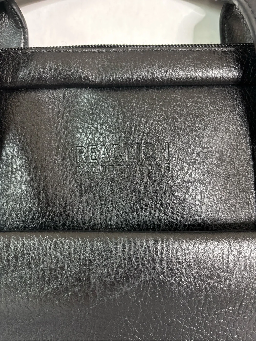 Classic Black Faux Leather Laptop Briefcase with Shoulder Strap